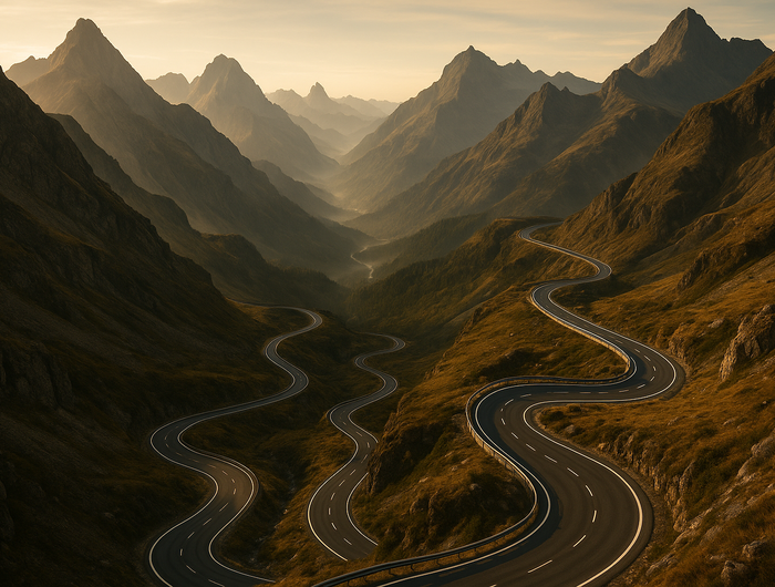 road through the mountains high view